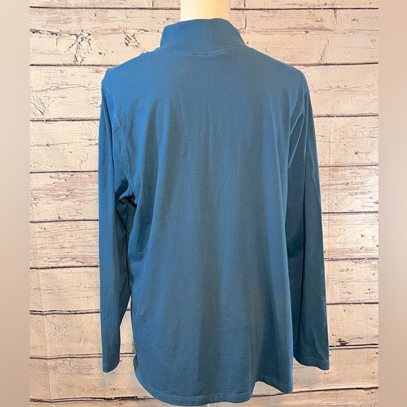 FASHION BUG Long Sleeve Mock Turtleneck Teal-0X - Picture 2 of 2